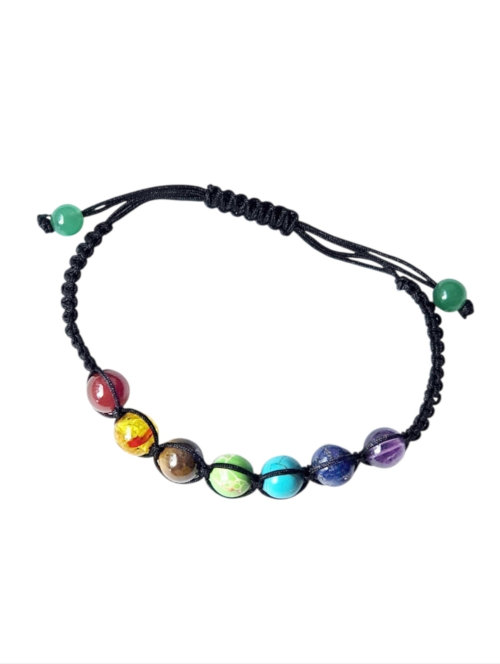 NEW Rainbow Chakra Beaded Adjustable Bracelet w/ Real Amethyst Turquoise Lapis